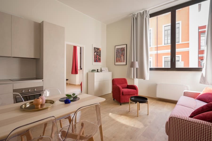 Interior of a modern studio apartment with natural light